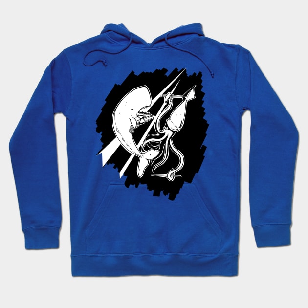 Whale v Squid Hoodie by TheHaloEquation